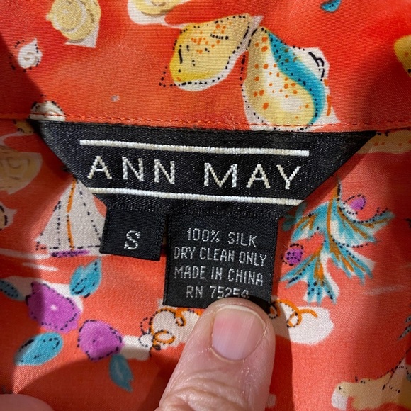 Vintage Ann May Silk Button Up Shirt Small (JR) - Picture 7 of 11